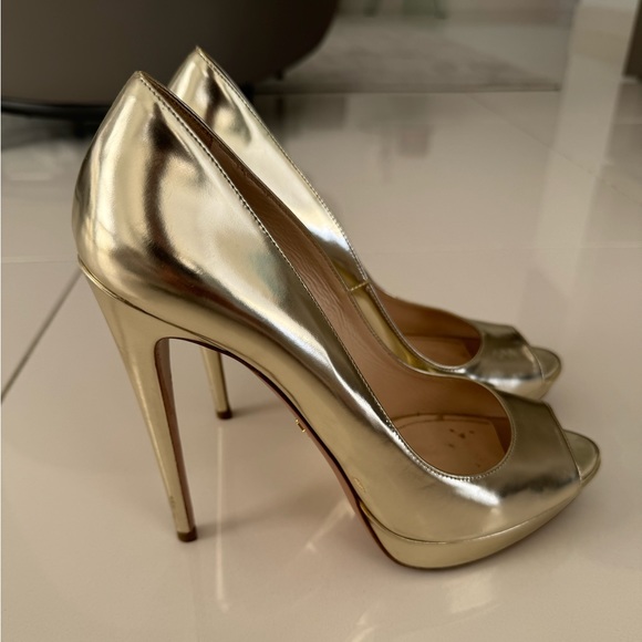 Prada Patent Champagne Heels - Picture 2 of 5